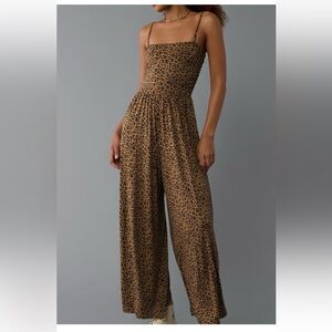 American Eagle Leopard Print Jumpsuit with adjustable straps and pockets!